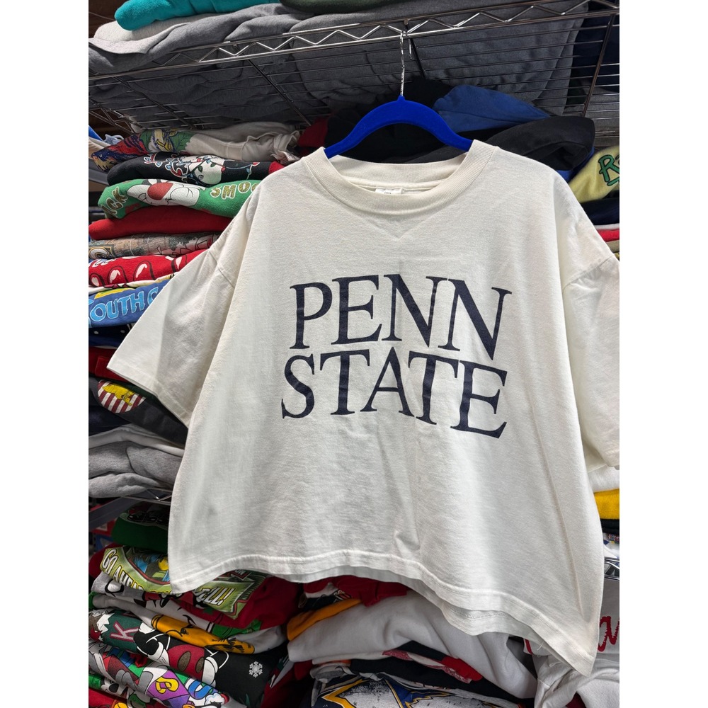 Vintage Murina Penn State T Shirt OSFA White Made in USA Nittany Lions Boxy Tee